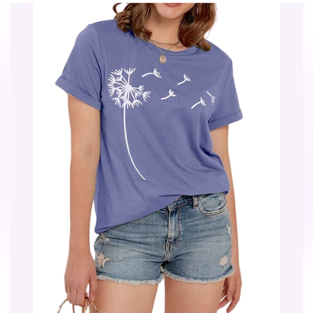 Women's Blue Dandelion Graphic Tee